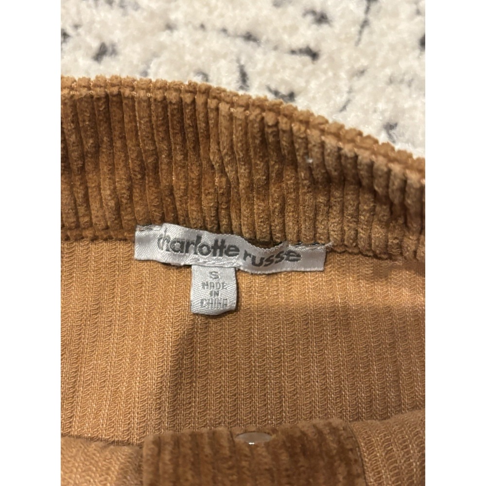 Charlotte Russe Corduroy Mini Skirt Medium Brown Rust Boho size S - Picture 2 of 3